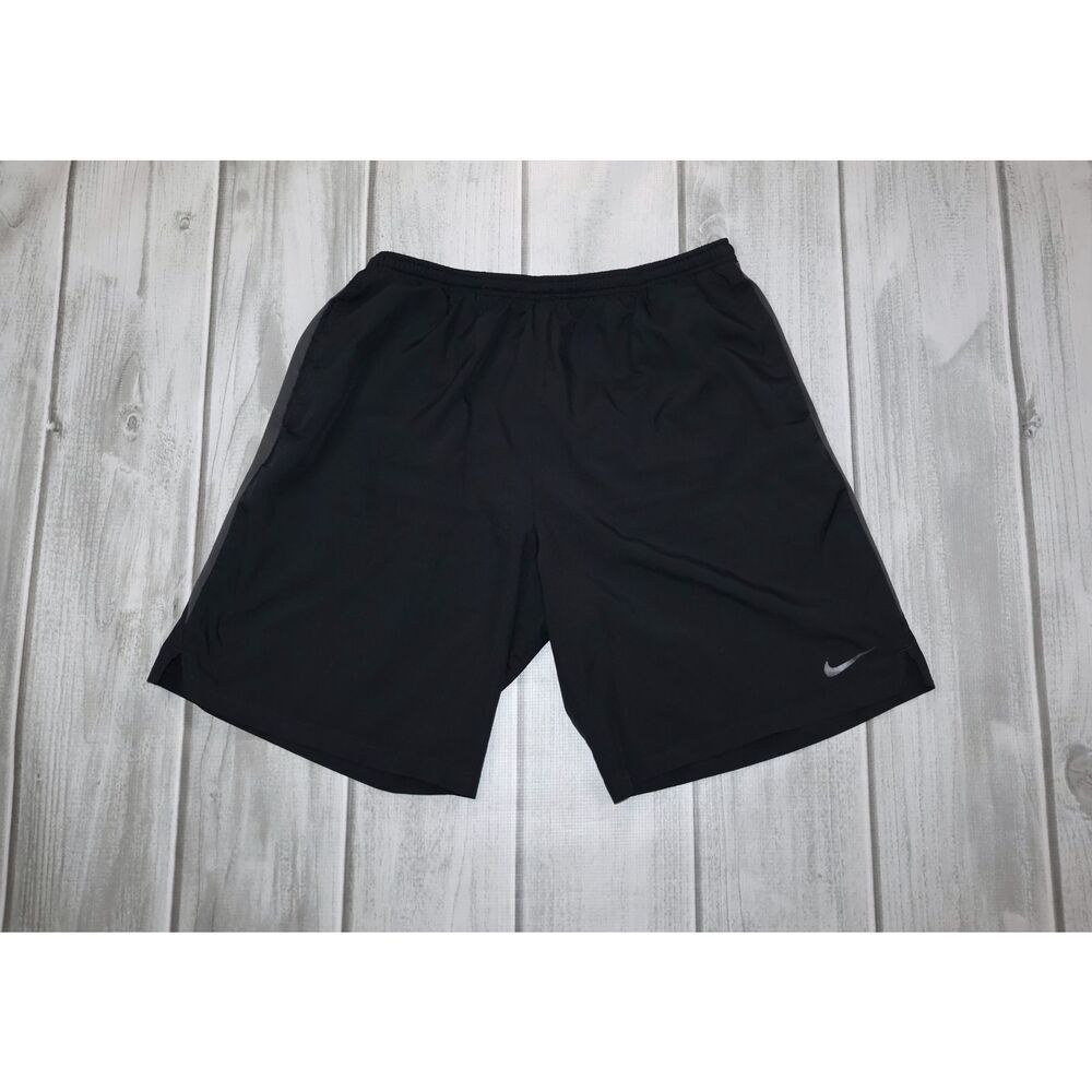 Nike Dri Fit Brief Lined Breathable Wicking Running Shorts Black Size Large